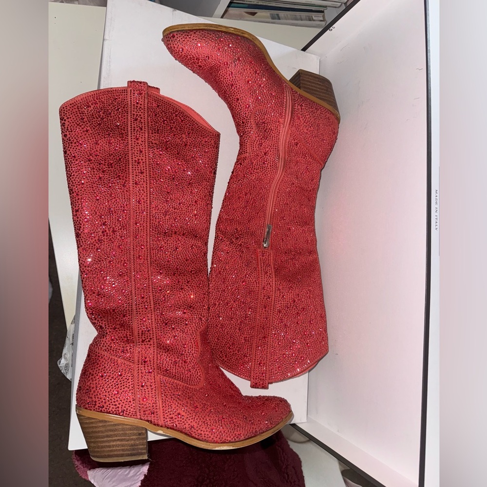 Pink Rhinestone Cowgirl Boots